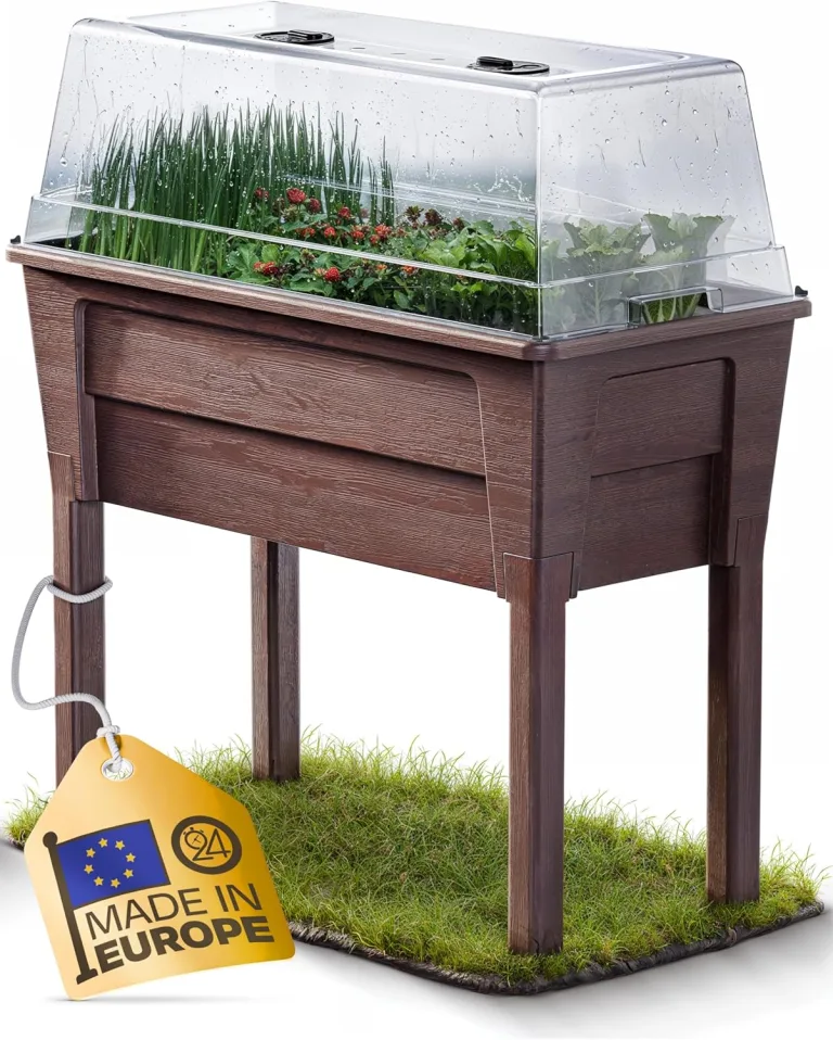Ondis24 Garten Hochbeet Blumenkübel Victoria für Balkon, Pflanzkasten mit Gewächshaus, Volumen 50 L, Wasserspeicher, Tröpfchenbewässerung, abnehmbare Füße, Outdoor geeignet (Anthrazit) – Bild 8