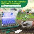 Upgrade Setzling Starter Tabletts mit Wachstumslicht, 80 Zellen Sämling Tablett mit Luftfeuchtigkeitskuppel, Mini Gewächshaus Anzucht Set für verwurzelte Setzlinge - Thumbnail 5