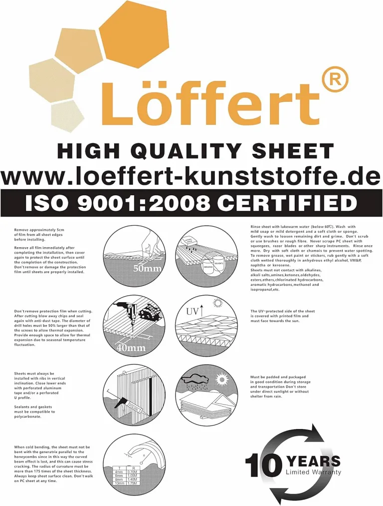 Löffert® Sonderposten | Ersatzplatten für Gewächshaus | Polycarbonat | Stegplatten | 4mm - 6mm - 8mm - 10mm | Standardgrößen & Zuschnitt auf Maß (4mm | 10 Stück | 1400x700mm) – Bild 8