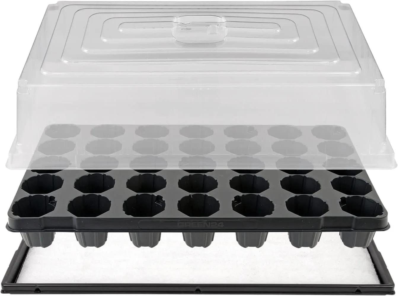 GREEN24 Hydroponik 1235 XXL Profi Zimmergewächshaus hoch mit 35 Töpfen, automatischer Bewässerung für die Anzucht mit Kapillarsystem als Treibhaus Gewächshaus (35XXL) - Bild 1