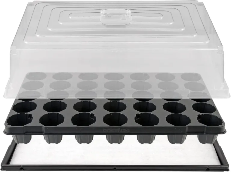 GREEN24 Hydroponik 1235 XXL Profi Zimmergewächshaus hoch mit 35 Töpfen, automatischer Bewässerung für die Anzucht mit Kapillarsystem als Treibhaus Gewächshaus (35XXL) – Bild 1