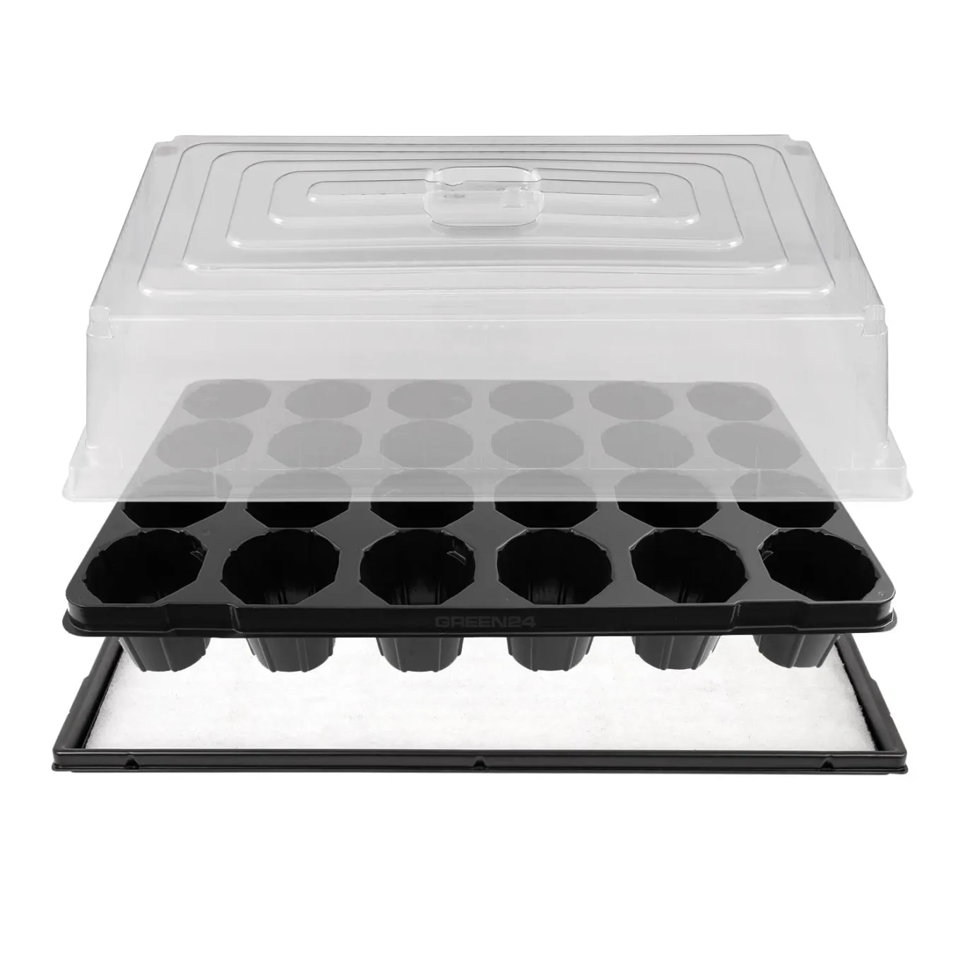 GREEN24 Hydroponik 1224 XXL Profi Zimmergewächshaus hoch mit 24 Töpfen, automatischer Bewässerung für die Anzucht mit Kapillarsystem als Treibhaus Gewächshaus (24XXL) - Bild 1