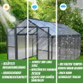 Gewächshaus Aluminium für den Garten |Mit 8 cm dickeres Fundament| 361*238*210 cm | Vielseitig nutzbar als Treibhaus Gartenhaus Winterfest Aufzucht Tomatenhaus Frühbeet und Pflanzenhaus Grau - Thumbnail 6