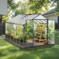 Gewächshaus Aluminium für den Garten |Mit 8 cm dickeres Fundament| 361*238*210 cm | Vielseitig nutzbar als Treibhaus Gartenhaus Winterfest Aufzucht Tomatenhaus Frühbeet und Pflanzenhaus Grau - Thumbnail 1
