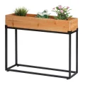 Hochbeet HWC-L32, Pflanzkasten Blumenkasten Gemüsebeet, Holz-Stahl 62x80x16cm - Gestell schwarz, naturfarben - Thumbnail 1