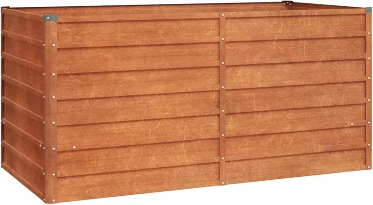 vidaXL Hochbeet, Hochbeet für Garten Balkon Terrasse, Kräuterhochbeet zum Selber Bauen, Gemüsebeet Pflanzkübel aus Metall, Grau Cortenstahl – Bild 1