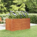 vidaXL Hochbeet, Hochbeet für Garten Balkon Terrasse, Kräuterhochbeet zum Selber Bauen, Gemüsebeet Pflanzkübel aus Metall, Grau Cortenstahl - Thumbnail 2