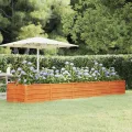 vidaXL Hochbeet, Hochbeet für Garten Balkon Terrasse, Kräuterhochbeet zum Selber Bauen, Gemüsebeet Pflanzkübel aus Metall, Grau Cortenstahl - Thumbnail 2