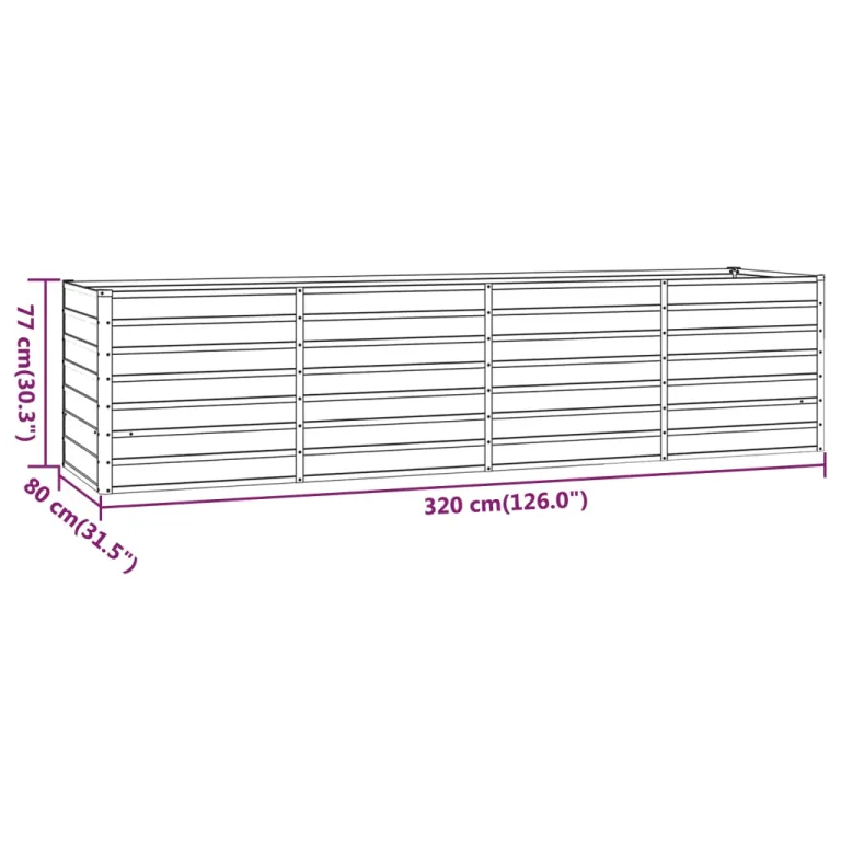 vidaXL Hochbeet, Hochbeet für Garten Balkon Terrasse, Kräuterhochbeet zum Selber Bauen, Gemüsebeet Pflanzkübel aus Metall, Grau Cortenstahl – Bild 8