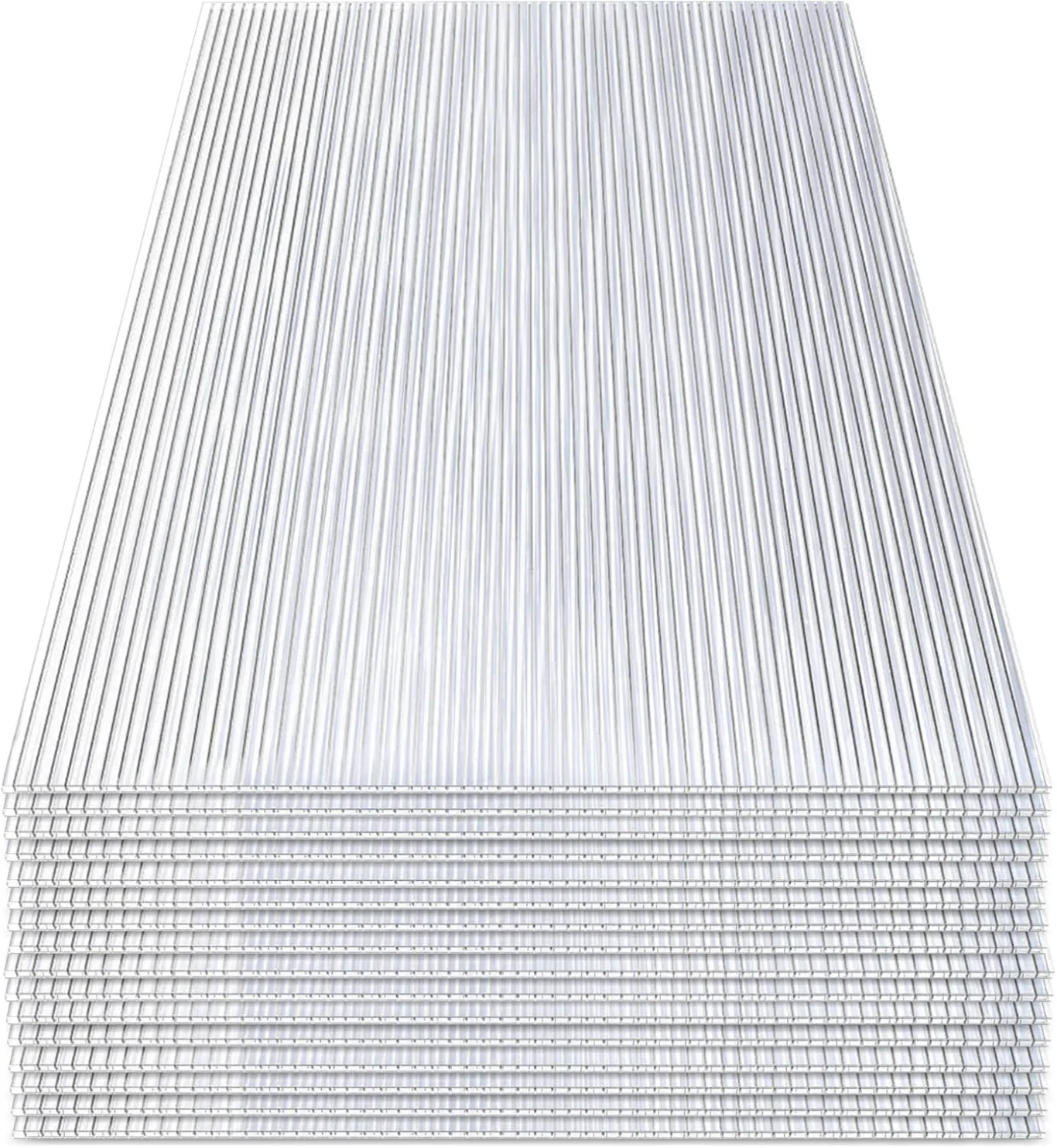 14x Polycarbonat Hohlkammerstegplatten 4mm Doppelstegplatte Polycarbonat 60,5 x 121 cm | 10,25 m² Gewächshausplatte UV-beständigen für Gewächshaus Garten Treibhaus Ersatzplatten - Bild 1