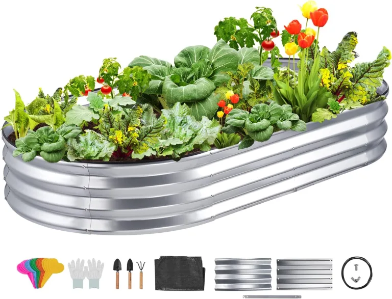 VEVOR Hochbeet Pflanzkübel Blumenkasten Garten Pflanzkasten Terrassen Gemüsebeet Gartenbeet Pflanzbeet Silber 180x90x30cm verzinktem Metall ideal für den Anbau von Gemüse Obst Kräutern usw.