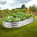 VEVOR Hochbeet Pflanzkübel Blumenkasten Garten Pflanzkasten Terrassen Gemüsebeet Gartenbeet Pflanzbeet Silber 180x90x30cm verzinktem Metall ideal für den Anbau von Gemüse Obst Kräutern usw. - Thumbnail 9