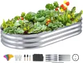 VEVOR Hochbeet Pflanzkübel Blumenkasten Garten Pflanzkasten Terrassen Gemüsebeet Gartenbeet Pflanzbeet Silber 180x90x30cm verzinktem Metall ideal für den Anbau von Gemüse Obst Kräutern usw. - Thumbnail 1