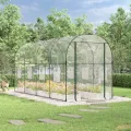 vidaXL Gewächshaus, Gartenhaus mit Abdeckung, Treibhaus mit Rollfenster Rolltür, Tomatenhaus Pflanzenhaus, Transparent 160x400x190cm PVC Stahl - Thumbnail 9