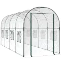 vidaXL Gewächshaus, Gartenhaus mit Abdeckung, Treibhaus mit Rollfenster Rolltür, Tomatenhaus Pflanzenhaus, Transparent 160x400x190cm PVC Stahl - Thumbnail 1