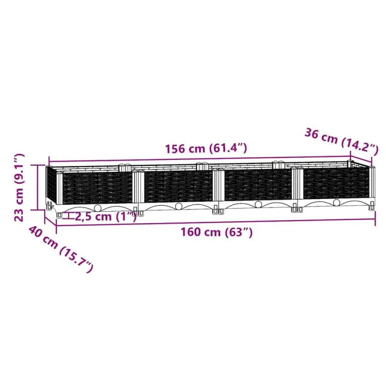 vidaXL Hochbeet, Hochbeet für Garten Balkon Terrasse, Gemüsebeet Pflanzkasten zum Selber Bauen, Blumenbeet Blumenkasten Rattan-Optik, Polypropylen – Bild 2
