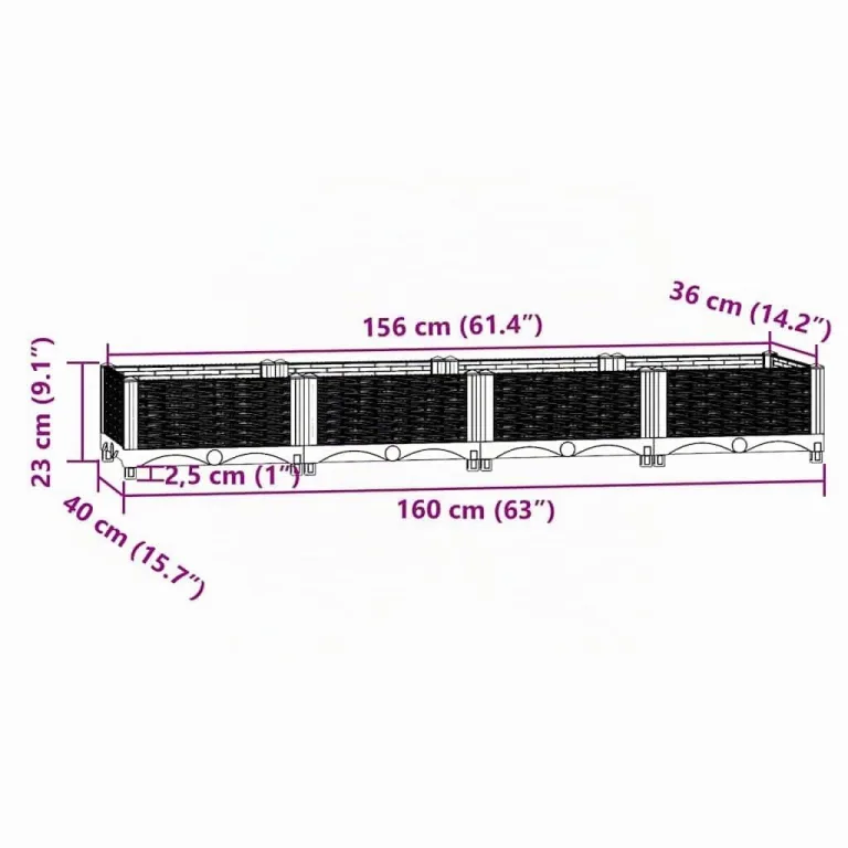 vidaXL Hochbeet, Hochbeet für Garten Balkon Terrasse, Gemüsebeet Pflanzkasten zum Selber Bauen, Blumenbeet Blumenkasten Rattan-Optik, Polypropylen – Bild 2