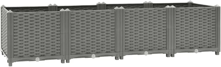 vidaXL Hochbeet, Kräuterbeet Gemüsebeet zum Selber Bauen, Blumenkasten im Rattan-Look, Pflanzkasten für Garten Terrasse Balkon, Polypropylen – Bild 2