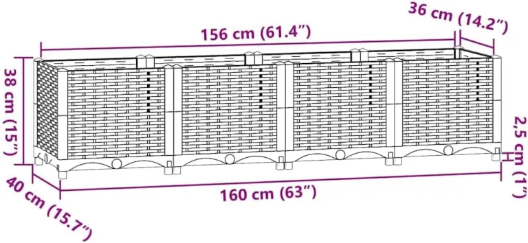 vidaXL Hochbeet, Kräuterbeet Gemüsebeet zum Selber Bauen, Blumenkasten im Rattan-Look, Pflanzkasten für Garten Terrasse Balkon, Polypropylen – Bild 3