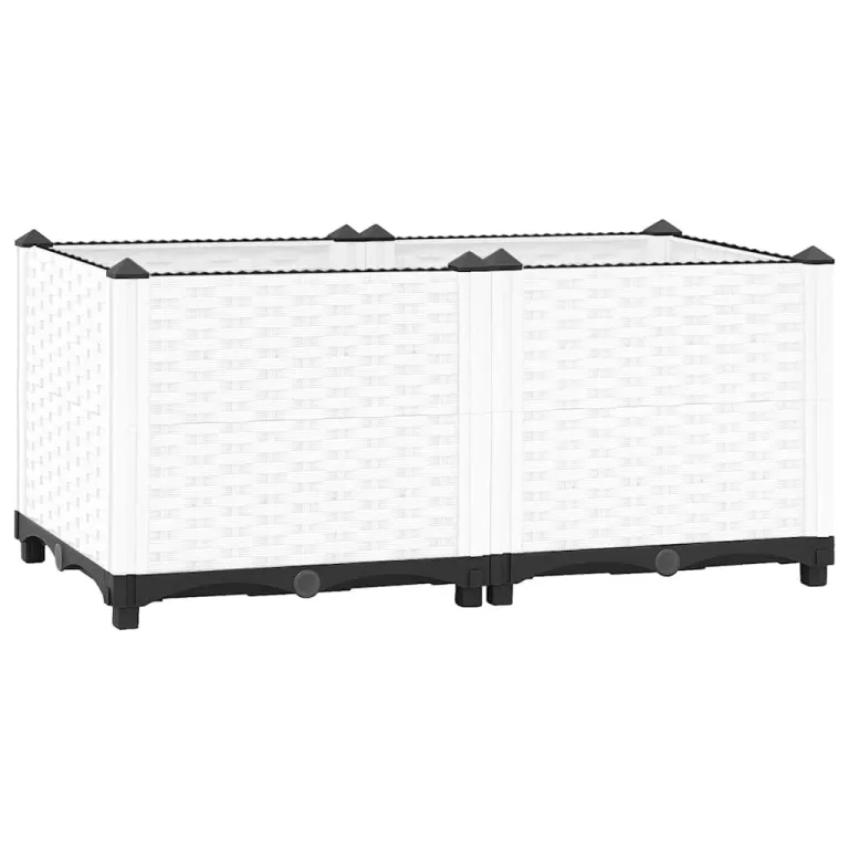 vidaXL Hochbeet, Hochbeet für Garten Balkon Terrasse, Gemüsebeet Pflanzkasten zum Selber Bauen, Blumenbeet Blumenkasten Rattan-Optik, Polypropylen