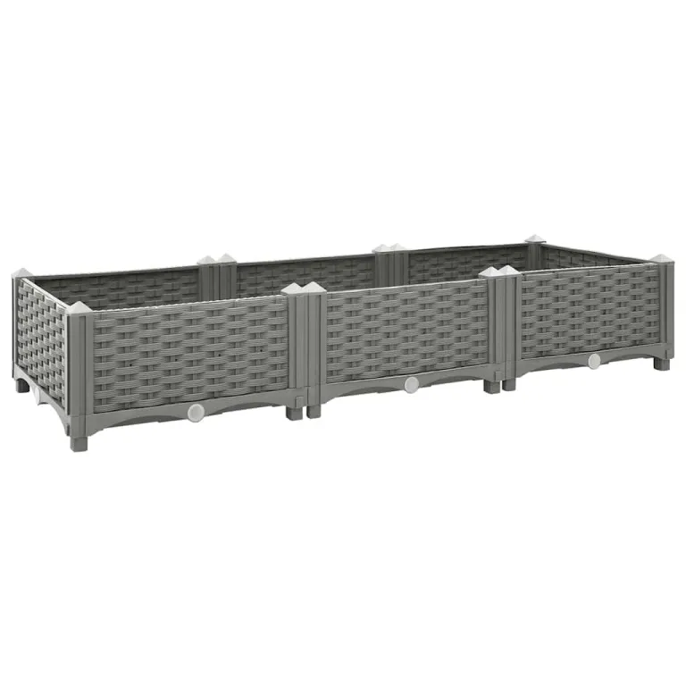 vidaXL Hochbeet, Hochbeet für Garten Balkon Terrasse, Gemüsebeet Pflanzkasten zum Selber Bauen, Blumenbeet Blumenkasten Rattan-Optik, Polypropylen – Bild 1