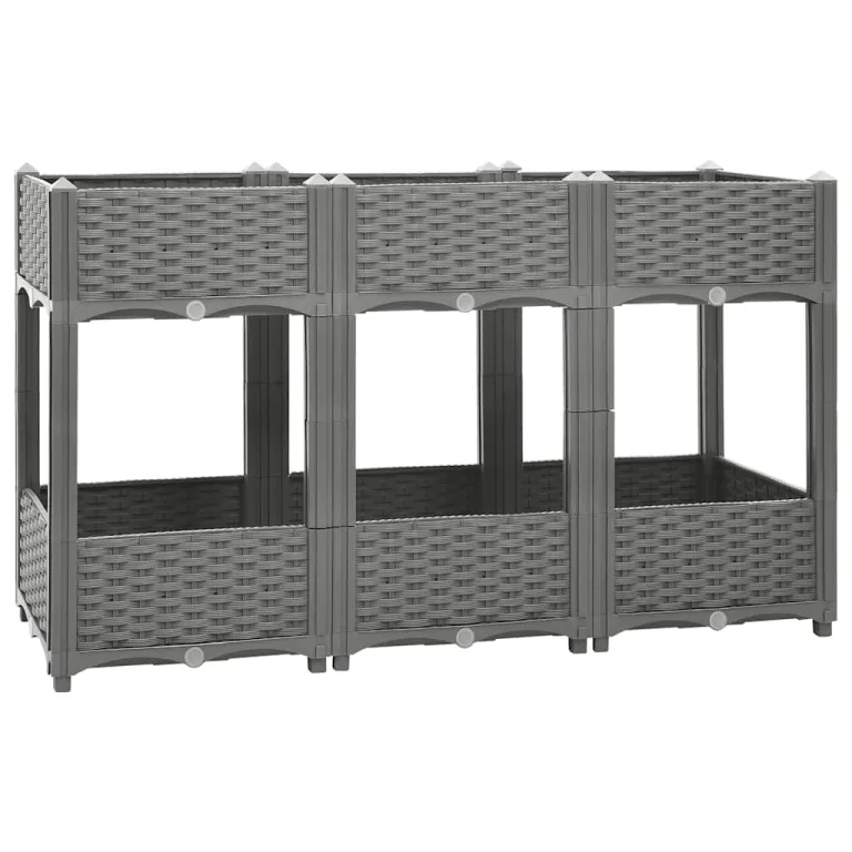 vidaXL Hochbeet, Hochbeet für Garten Balkon Terrasse, Gemüsebeet Pflanzkasten zum Selber Bauen, Blumenbeet Blumenkasten Rattan-Optik, Polypropylen – Bild 1