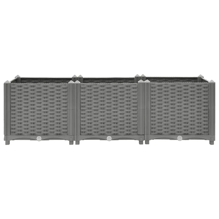 vidaXL Hochbeet, Kräuterbeet Gemüsebeet zum Selber Bauen, Blumenkasten im Rattan-Look, Pflanzkasten für Garten Terrasse Balkon, Polypropylen – Bild 5