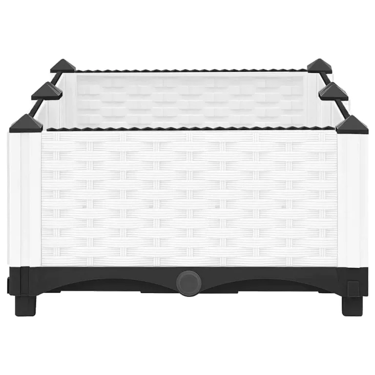 vidaXL Hochbeet, Hochbeet für Garten Balkon Terrasse, Gemüsebeet Pflanzkasten zum Selber Bauen, Blumenbeet Blumenkasten Rattan-Optik, Polypropylen – Bild 6