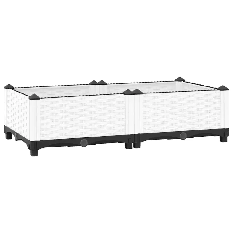 vidaXL Hochbeet, Hochbeet für Garten Balkon Terrasse, Gemüsebeet Pflanzkasten zum Selber Bauen, Blumenbeet Blumenkasten Rattan-Optik, Polypropylen – Bild 1