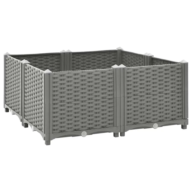 vidaXL Hochbeet, Hochbeet für Garten Balkon Terrasse, Gemüsebeet Pflanzkasten zum Selber Bauen, Blumenbeet Blumenkasten Rattan-Optik, Polypropylen – Bild 1