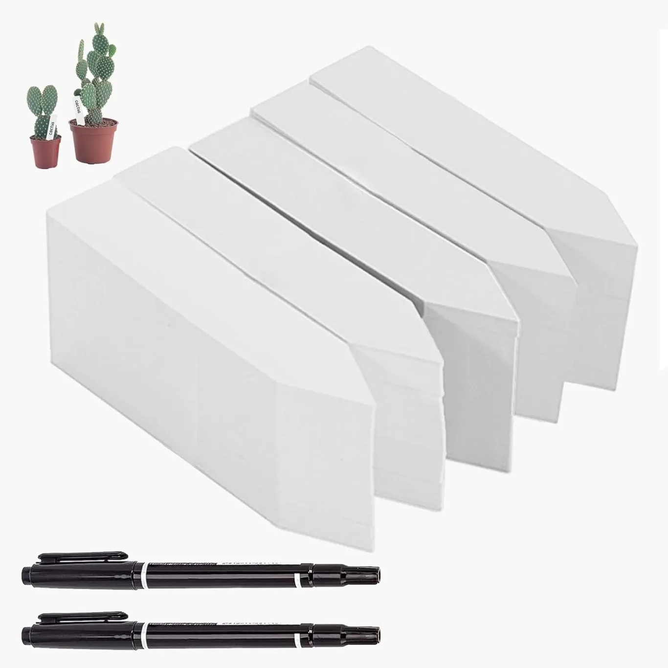 500 Stück Pflanzenschilder, 10 x 2 cm Pflanzenetiketten Set, Weiß Pflanzenetiketten, Pflanzenschilder mit 2 Filzstiften, Pflanzen Zubehör für Gärten, Obstgärten, Gewächshäuser und Kleine Topfpflanzen - Bild 1