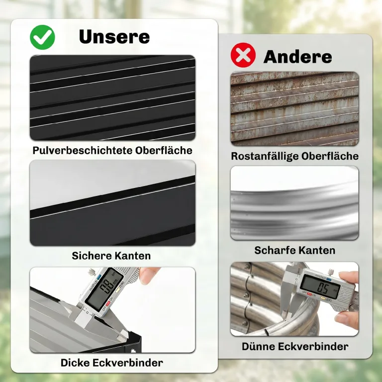 Outsunny Hochbeet, Blumenkasten, Gemüsebeet, Pflanzkasten, Kräuterbeet für Garten, Terrasse, Balkon, Stahl, Grau, 120 x 120 x 30 cm – Bild 4