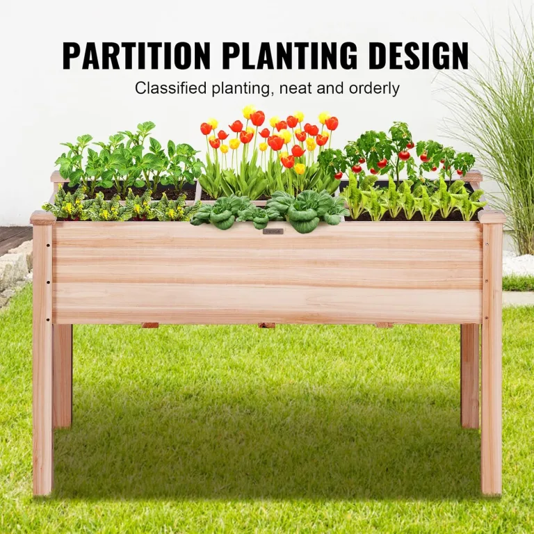 VEVOR Hochbeet Holz Pflanzkübel mit Ablage Blumenkasten 100kg Tragfähigkeit Garten Pflanzkasten Terrassen Gemüsebeet Gartenbeet Pflanzbeet 120x58x76cm ideal für den Anbau von Gemüse Obst Kräutern – Bild 5