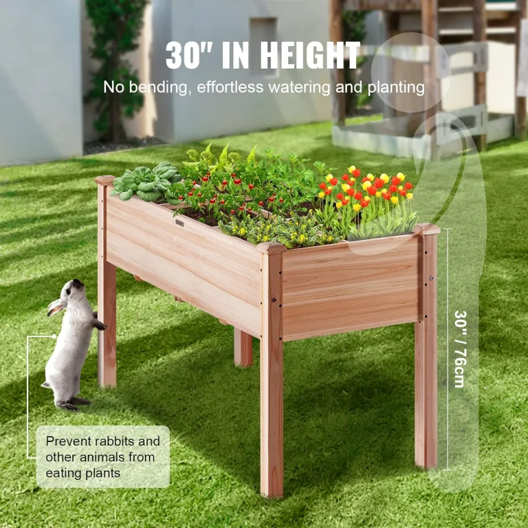 VEVOR Hochbeet Holz Pflanzkübel mit Ablage Blumenkasten 100kg Tragfähigkeit Garten Pflanzkasten Terrassen Gemüsebeet Gartenbeet Pflanzbeet 120x58x76cm ideal für den Anbau von Gemüse Obst Kräutern – Bild 6