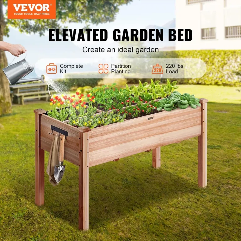 VEVOR Hochbeet Holz Pflanzkübel mit Ablage Blumenkasten 100kg Tragfähigkeit Garten Pflanzkasten Terrassen Gemüsebeet Gartenbeet Pflanzbeet 120x58x76cm ideal für den Anbau von Gemüse Obst Kräutern – Bild 2