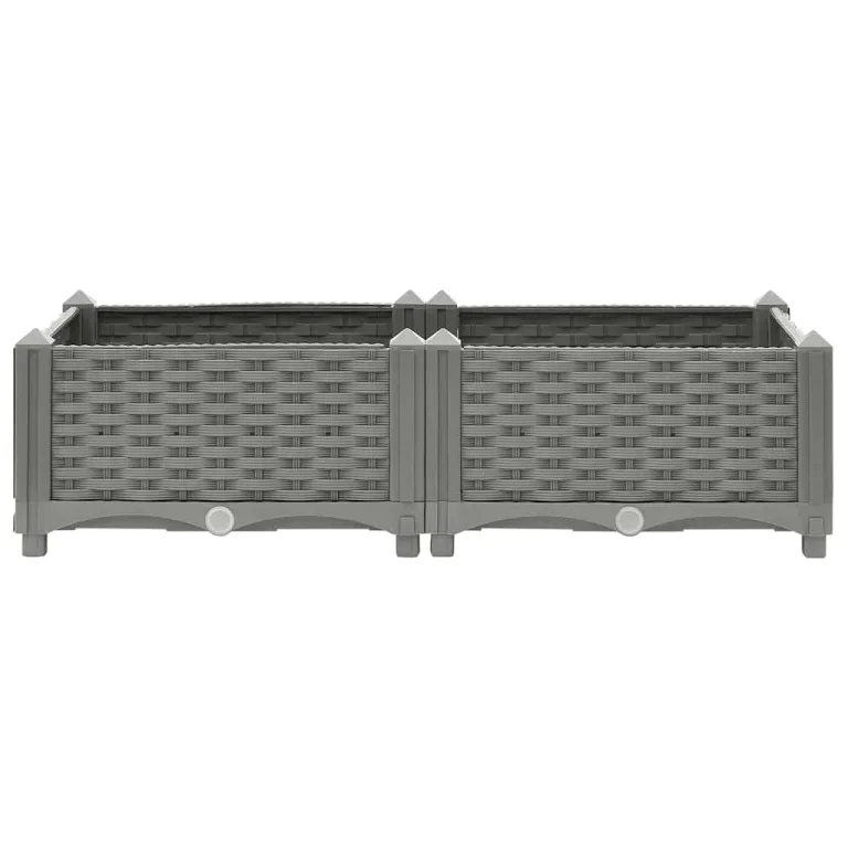 vidaXL Hochbeet, Hochbeet für Garten Balkon Terrasse, Gemüsebeet Pflanzkasten zum Selber Bauen, Blumenbeet Blumenkasten Rattan-Optik, Polypropylen – Bild 5