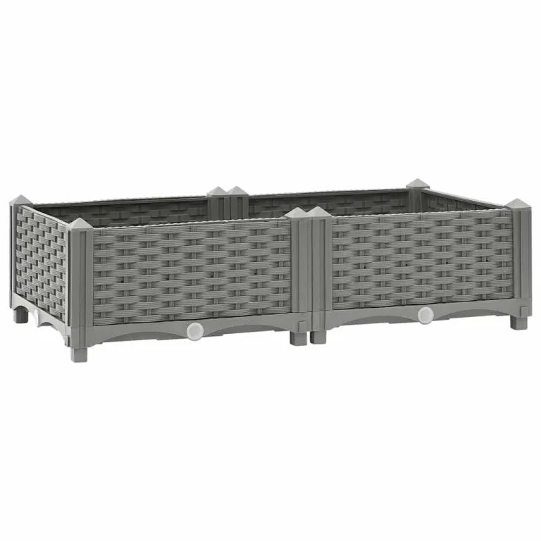 vidaXL Hochbeet, Hochbeet für Garten Balkon Terrasse, Gemüsebeet Pflanzkasten zum Selber Bauen, Blumenbeet Blumenkasten Rattan-Optik, Polypropylen – Bild 1