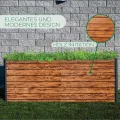 STREND PRO Hochbeet Metall 200x100x77 cm (LxBxH) Holz Imitation | Pflanzkasten Holz Effekt | Blumenkasten Holz Effekt | Garten Pflanzkasten Hoch | Gemüsebeet | Gartenbeet | Hochbeet Balkon Pflanzbeet - Thumbnail 3