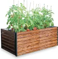 STREND PRO Hochbeet Metall 200x100x77 cm (LxBxH) Holz Imitation | Pflanzkasten Holz Effekt | Blumenkasten Holz Effekt | Garten Pflanzkasten Hoch | Gemüsebeet | Gartenbeet | Hochbeet Balkon Pflanzbeet - Thumbnail 1