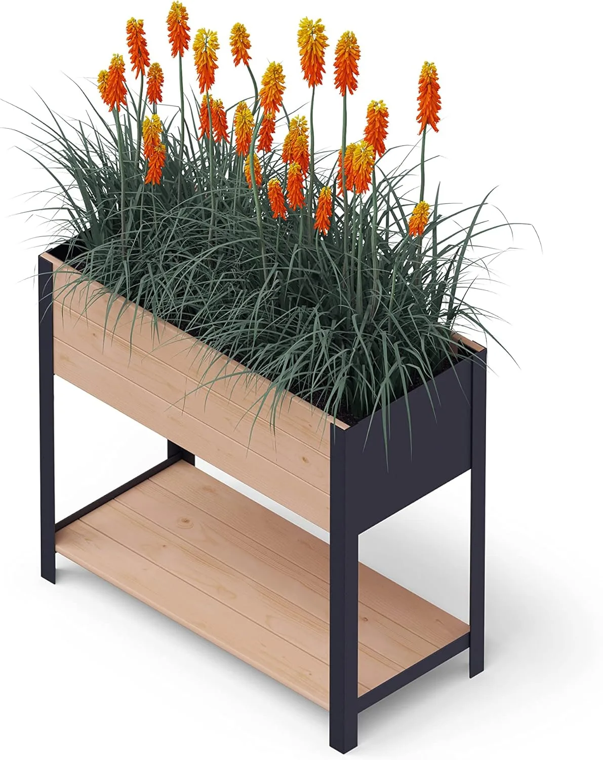 Upyard Holz Hochbeet für Garten, Terrasse und Balkon - Blumenkasten mit Innenvlies und wasserdichter Kunststoffeinlage - Pflanzkasten für Innen- und Außenbereich, 78x36x72, Braun - Bild 1