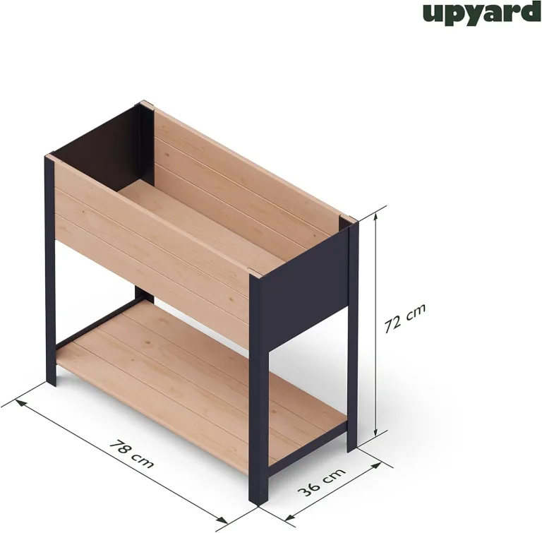 Upyard Holz Hochbeet für Garten, Terrasse und Balkon - Blumenkasten mit Innenvlies und wasserdichter Kunststoffeinlage - Pflanzkasten für Innen- und Außenbereich, 78x36x72, Braun – Bild 2