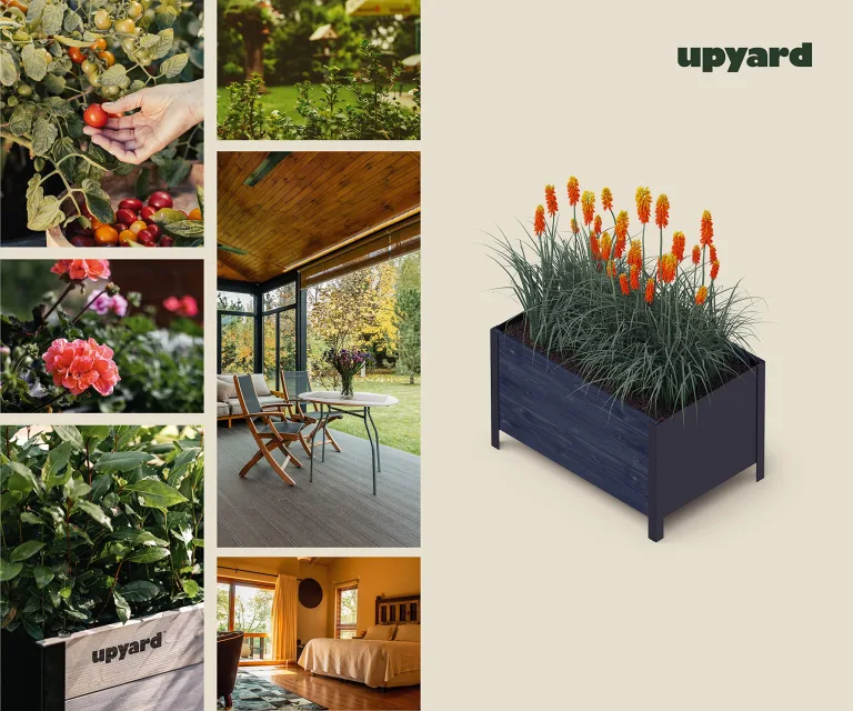 Upyard Holz Hochbeet für Garten, Terrasse und Balkon - Blumenkasten mit Innenvlies und wasserdichter Kunststoffeinlage - Pflanzkasten für Innen- und Außenbereich, 78x52x48, Schwarz – Bild 6
