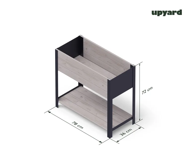 Upyard Holz Hochbeet für Garten, Terrasse und Balkon - Blumenkasten mit Innenvlies und wasserdichter Kunststoffeinlage - Pflanzkasten für Innen- und Außenbereich, 78x36x72, Grau – Bild 2