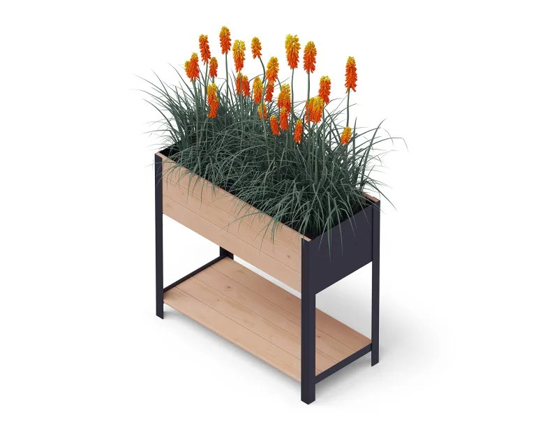 Upyard Holz Hochbeet für Garten, Terrasse und Balkon - Blumenkasten mit Innenvlies und wasserdichter Kunststoffeinlage - Pflanzkasten für Innen- und Außenbereich, 78x52x48, Grau – Bild 9