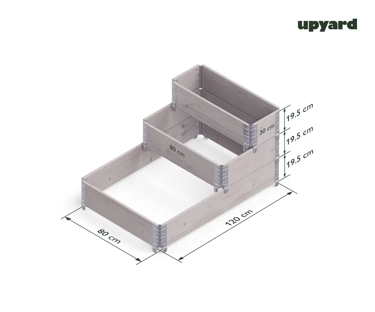 Upyard Stepped Bed - modernes Hochbeet aus Palettenrahmen - modulares, mehrstufiges Hochbeet aus Naturholz für Garten und Terrasse, 120x80x58,5, Grau – Bild 2