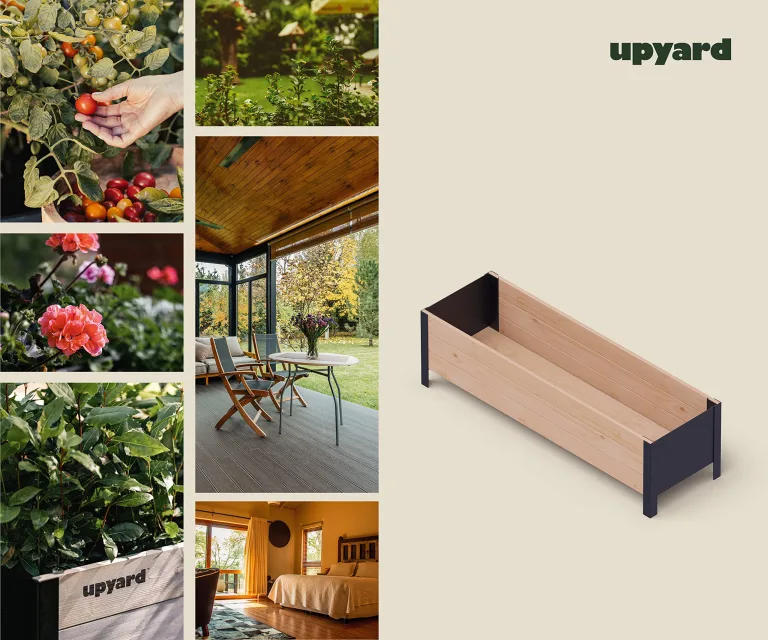 Upyard Holz Hochbeet für Garten, Terrasse und Balkon - Blumenkasten mit Innenvlies und wasserdichter Kunststoffeinlage - Pflanzkasten für Innen- und Außenbereich, 118x36x32, Braun – Bild 7