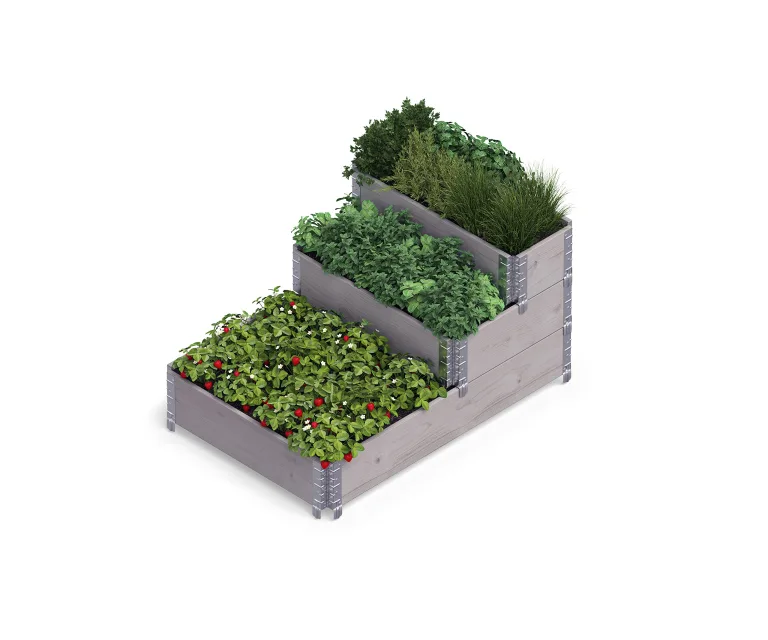 Upyard Stepped Bed - modernes Hochbeet aus Palettenrahmen - modulares, mehrstufiges Hochbeet aus Naturholz für Garten und Terrasse, 120x80x58,5, Naturholz – Bild 10