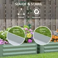 Outsunny Hochbeet Set, 2-TLG. Gartenbeet, Pflanzkasten, Blumenkasten, Pflanzkübel, Blumenkübel für Garten, Terrasse, Verzinkter Stahl, Grün, 100 x 100 x 30 cm - Thumbnail 5