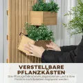 Outsunny Hochbeet Massivholz, Pflanzbeet Frühbeet Gartenbeet mit verstellbarem Blumenkasten, Wand, Pflanzkasten Pflanzkübel 60x16x80cm für Terrasse, Balkon, Gartenspalier für Blumen Pflanzen Naturholz - Thumbnail 4