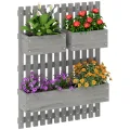Outsunny Hochbeet Massivholz, Pflanzbeet Frühbeet Gartenbeet mit verstellbarem Blumenkasten, Wand, Pflanzkasten Pflanzkübel 60x16x80cm für Terrasse, Balkon, Gartenspalier für Blumen Pflanzen Naturholz - Thumbnail 10